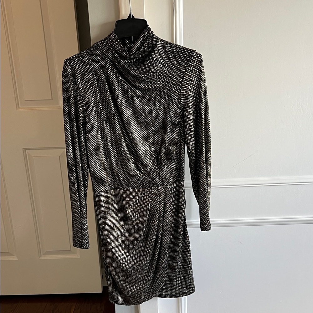 IRO Black and Silver Long Sleeve Dress